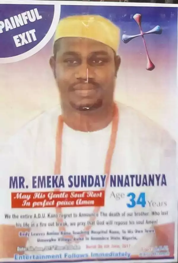 See Obituary Poster Of Man Set Ablaze By Wife In Kano